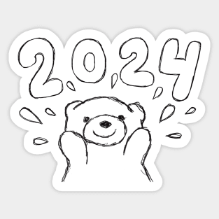 2024 New Years Celebration Smiley Bear Sticker